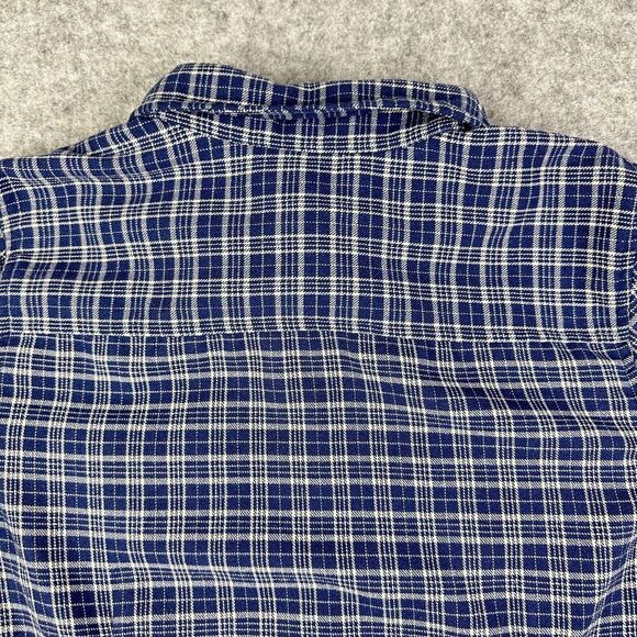 Outback Trading Co Flannel Shirt Womens M Blue Plaid Button Hiking Camp Outdoors - Picture 7 of 13